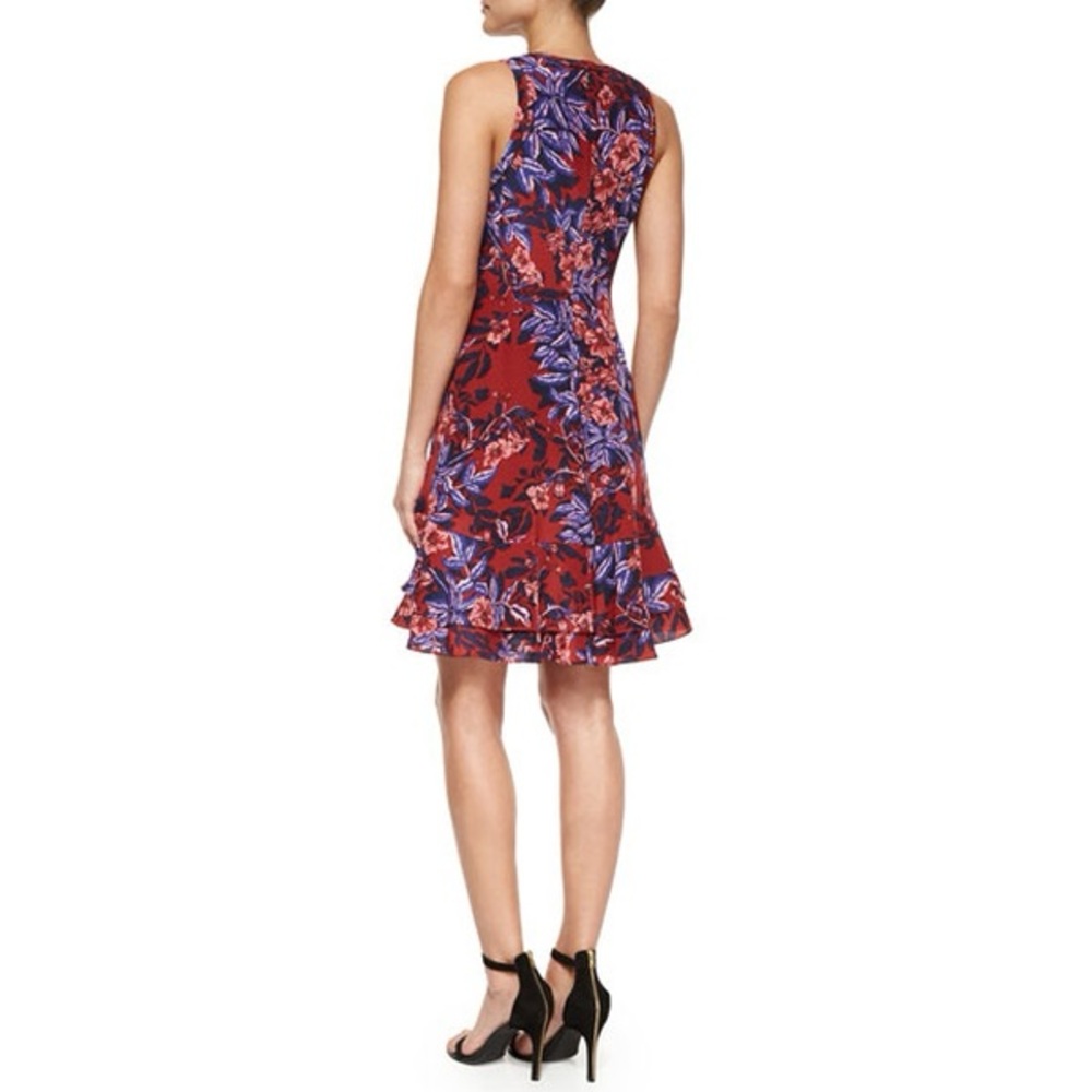 Rebecca Taylor Women's Floral Printed Summery Sleeveless Flare Silk Dress Size 2 - Picture 2 of 14